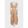 Pleated dress with accent shoulders