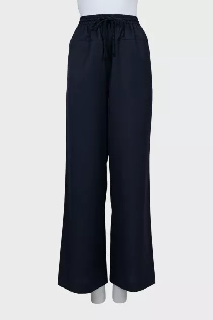 Blue palazzo pants with elastic