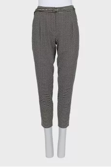 Black and white geometric trousers