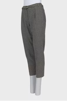 Black and white geometric trousers