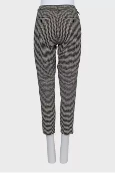 Black and white geometric trousers