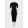 Black ribbed midi dress