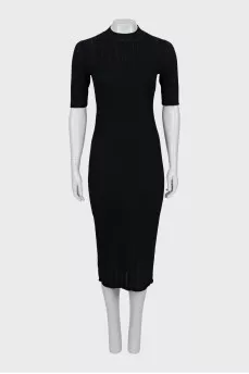 Black ribbed midi dress