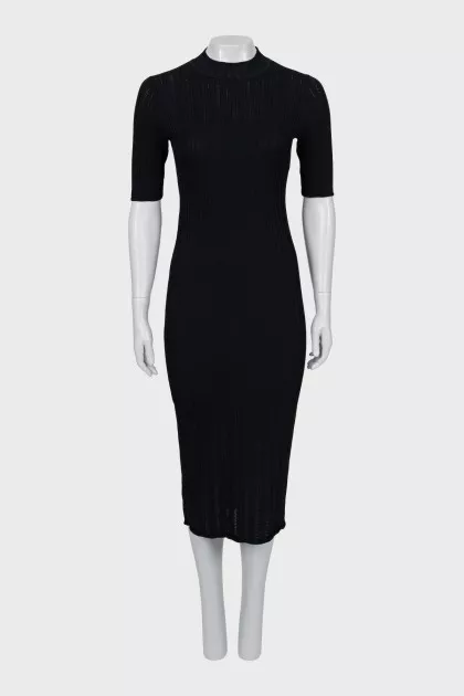 Black ribbed midi dress