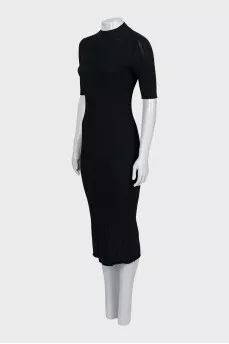 Black ribbed midi dress