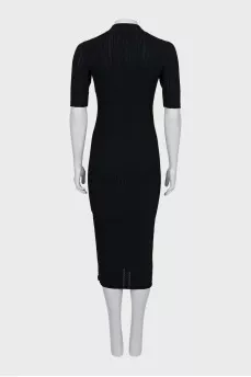 Black ribbed midi dress