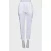 Straight trousers with elastic