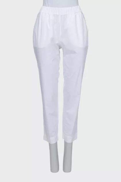 Straight trousers with elastic