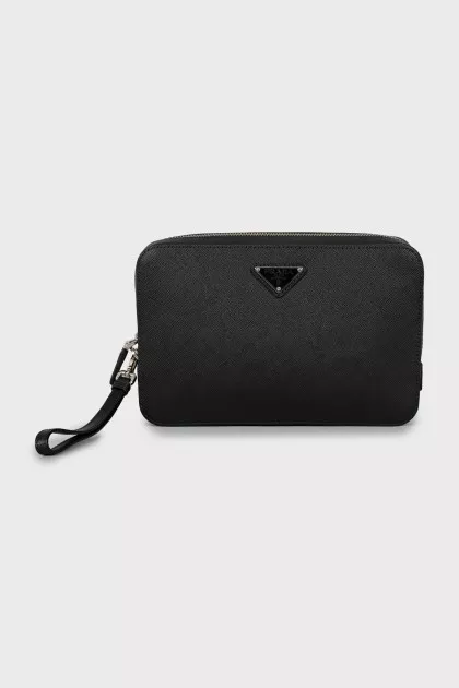 Men's leather bag with logo