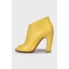 Yellow open toe ankle boots