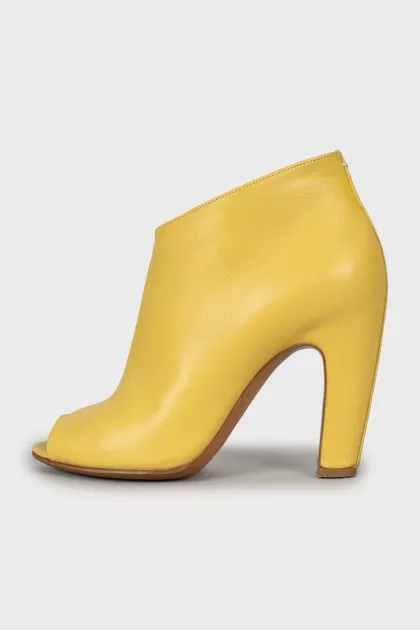 Yellow open toe ankle boots