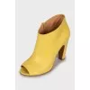 Yellow open toe ankle boots
