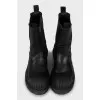 Leather boots with rubber toe