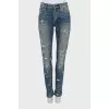 Distressed button down jeans