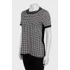 Black and white short sleeve jumper