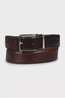 Men's belt with silver buckle