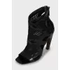 Mesh ankle boots with sculpted heels