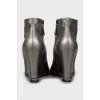 Silver peep-toe ankle boots