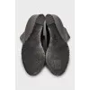 Silver peep-toe ankle boots