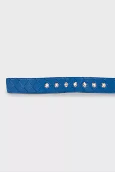 Men's blue leather belt