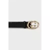 Men's leather belt with gold buckle