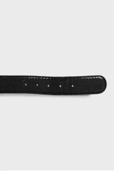 Men's leather belt with gold buckle
