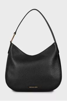 Leather hobo bag with tag