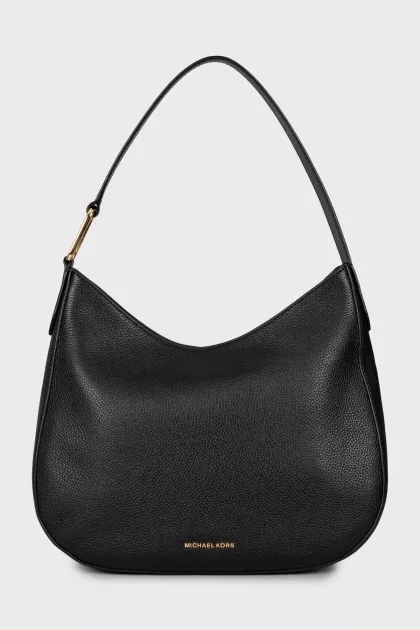 Leather hobo bag with tag