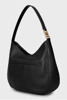 Leather hobo bag with tag