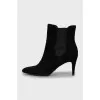 Suede high heel ankle boots