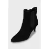 Suede high heel ankle boots