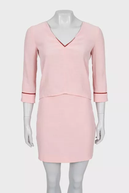 Suit with mini skirt and blouse