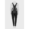 Leather jumpsuit with silver buttons