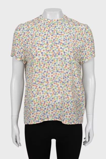 Silk blouse with short sleeves