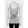 Tank top with raised seams and tie