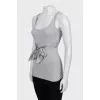 Tank top with raised seams and tie