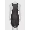 Silk dress with decor at the hem