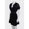 Woven dress with puff sleeves