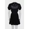 Woven dress with puff sleeves