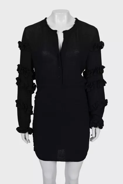 Mini dress with ruffled sleeves