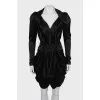 Satin dress with voluminous shoulders