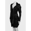 Satin dress with voluminous shoulders