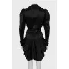 Satin dress with voluminous shoulders