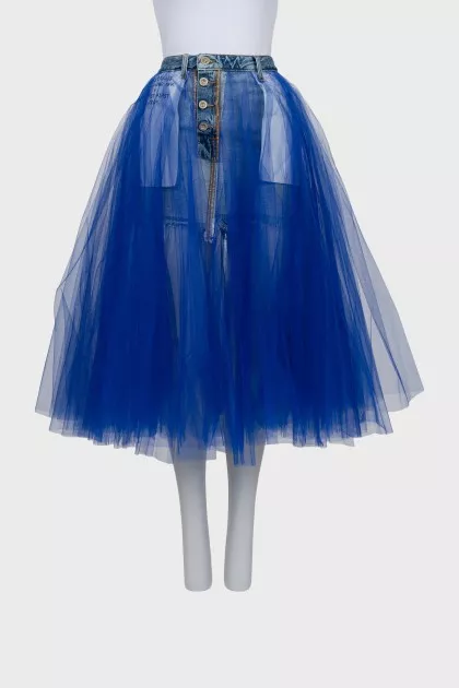 Denim skirt with tulle