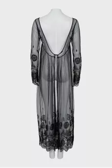 Embroidered Mesh Maxi Dress