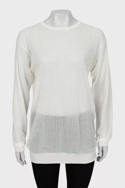 Semi-sheer jumper with eyelet