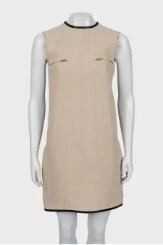 Linen dress decorated with zippers