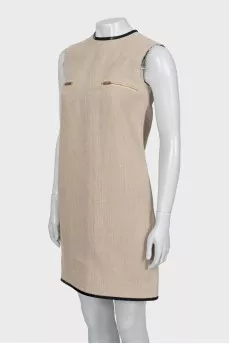Linen dress decorated with zippers