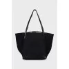 Textile shopper with leather handles