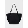 Textile shopper with leather handles